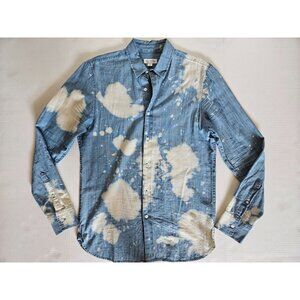 Men's Tie Dye Acid Wash Denim Long Sleeve Shirt Size S